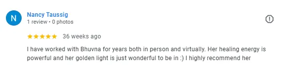 Screenshot of a Google review for Bhavna's Wellness Group