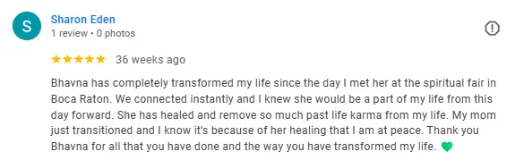 Screenshot of a Google review for Bhavna's Wellness Group