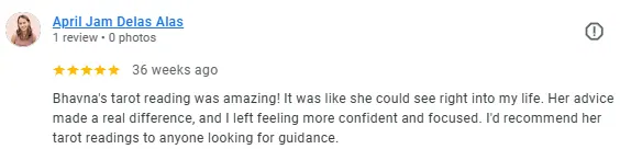 Screenshot of a Google review for Bhavna's Wellness Group
