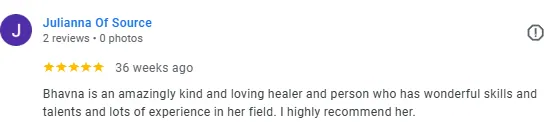 Screenshot of a Google review for Bhavna's Wellness Group